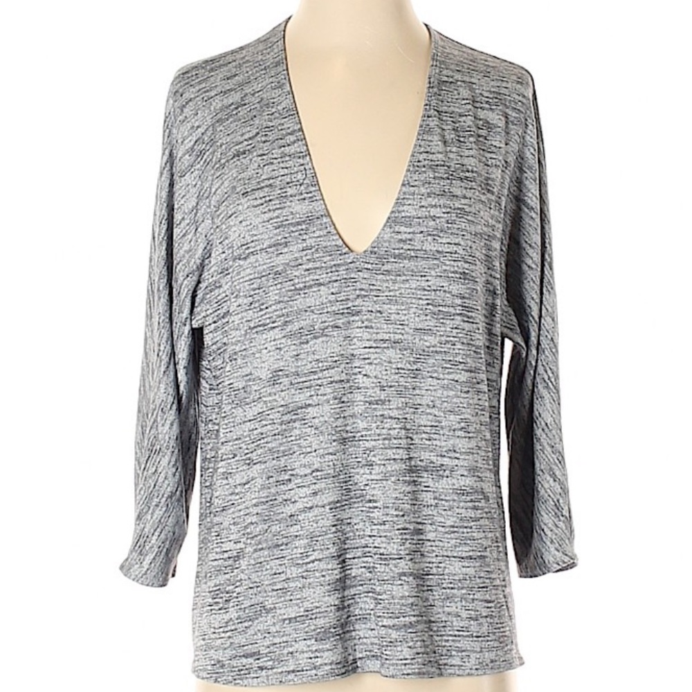 Aritzia Wilfred Free Aneta light blue grey knit 3/4 dolman sleeve top S